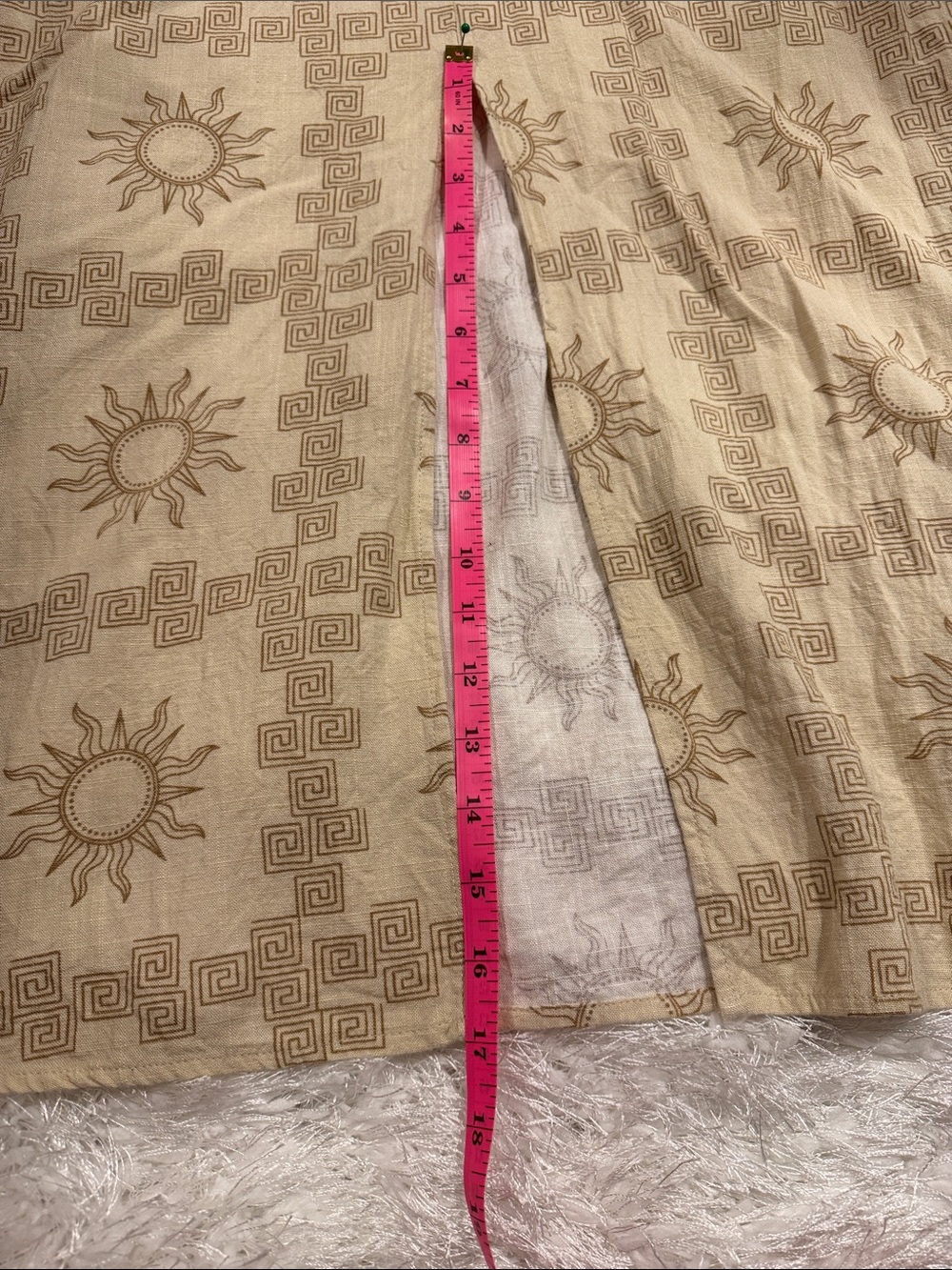 Sun-Print Strapless Summer Dress in Beige - Picture 15 of 16